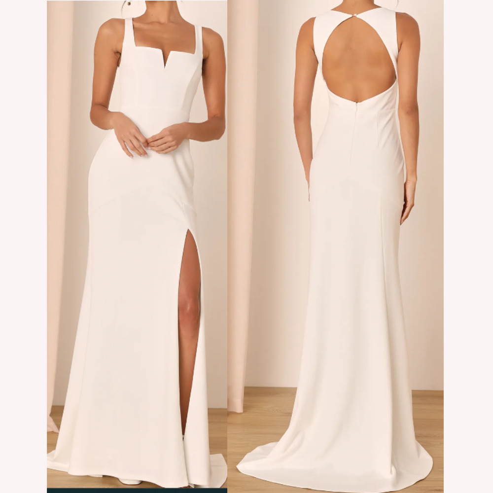 Lulu's Elegant White Maxi Dress
